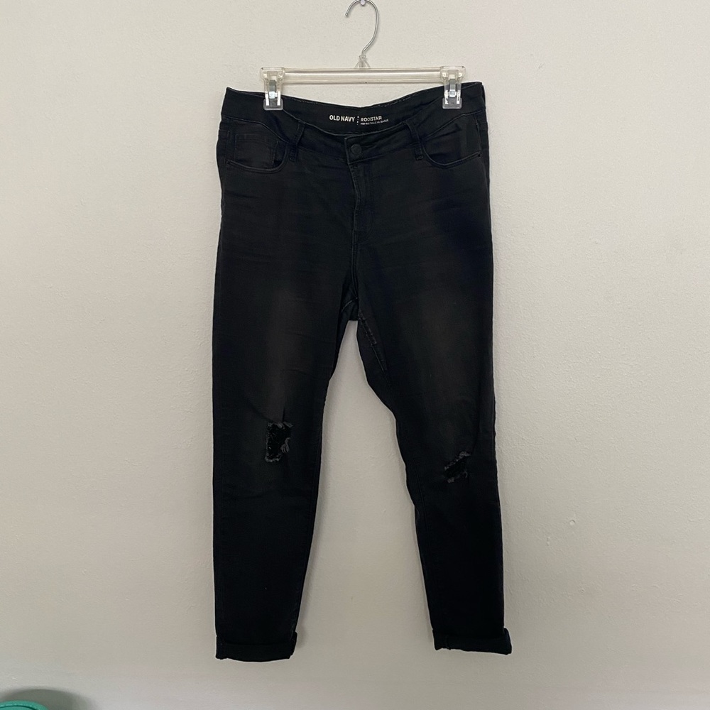 Old Navy Rockstar mid rise holey jeans size 10